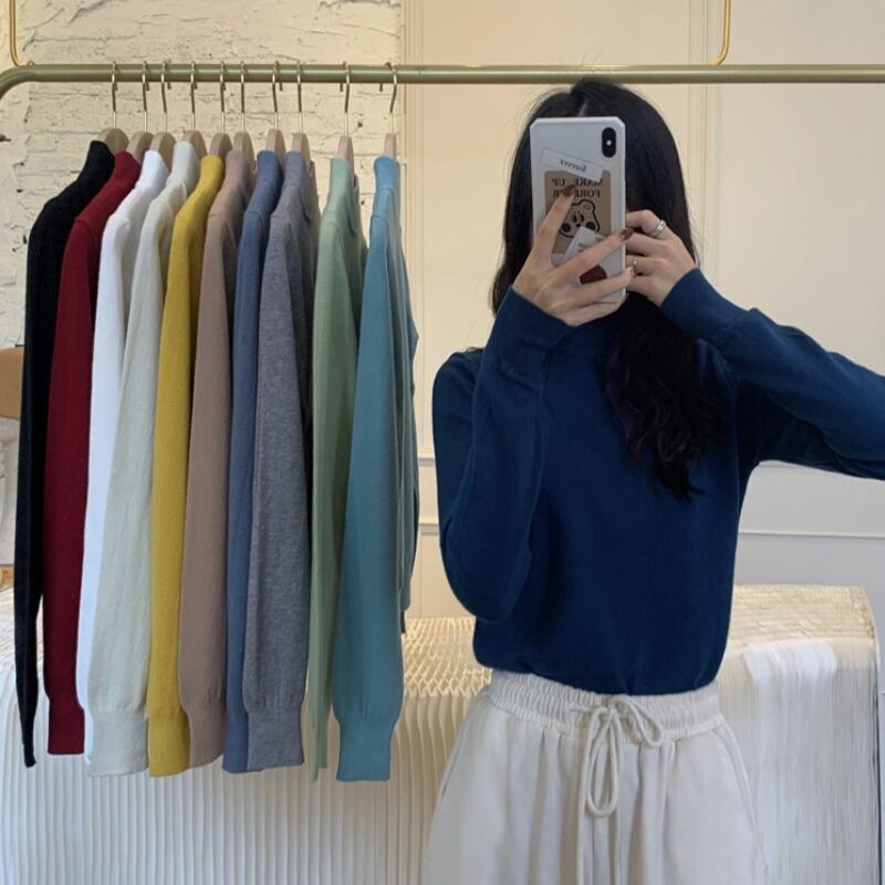 カラーシャツ レディーススプリングスタイルスリムトップス オータムセーター ロング 春物 秋物 試着室17720662389