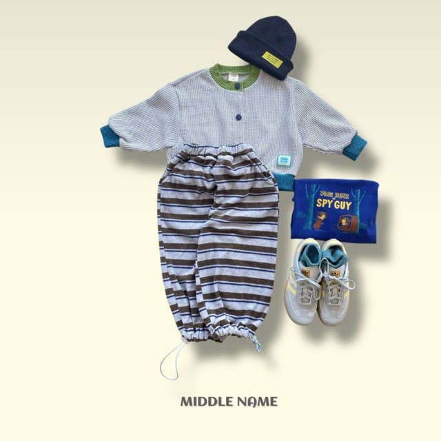 《送料無料》予約:配色ブロックカーディガン【MIDDLENAME】※ジュニアサイズ