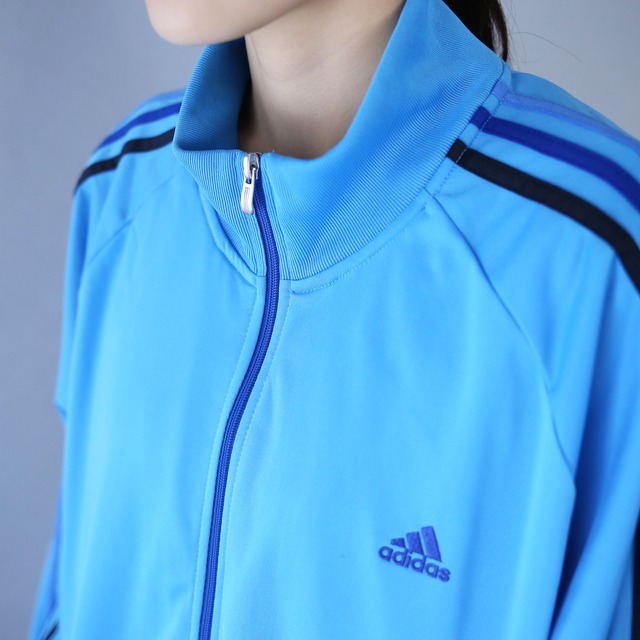 "adidas" beautiful blue collar loose track jacket