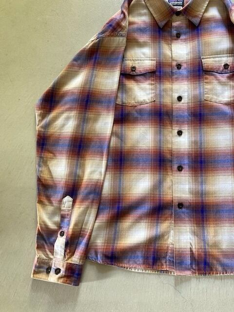 オレンジ×ベージュ ブルーL：patagonia パタゴニア チェック 長袖