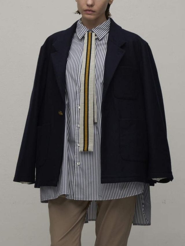 【8月入荷次第お届けのご予約】476. WYTE / ワイト Wool Jersey Σ LINE Blazer ジャージーブレザー (ネイビー/グレー)  (12-10621)