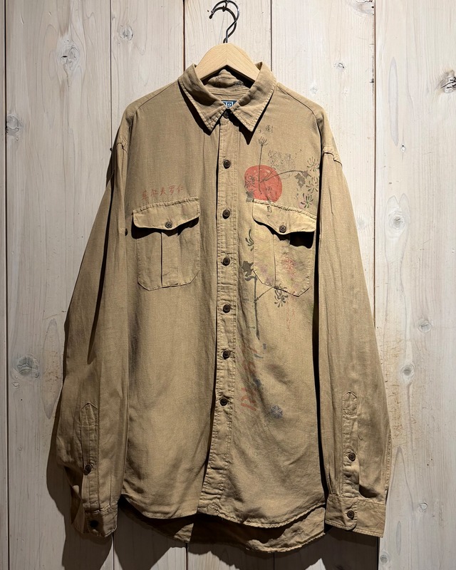 【a.k.a.C.a.k.a vintage】90's “Polo Ralph Lauren”“和”Print Design Linen × Silk L/S Shirt