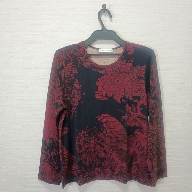 N-6030 -2【特選】シルク長袖厚手丸首カットソー　Ｍ～Ｌ　カーメル激安価格９８００円→驚異の在庫一掃価格６９００円