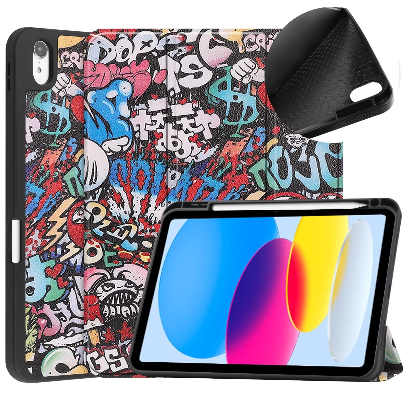 ケース 用の iPad 11世代/10世代, 手帳型 軽い 綺麗三つ折りマルチスタンド機能付きスタンドスマートカバー, Pencil 収納 アップルペンシル充電できるで,全面保護傷つけ防止耐衝撃, A 色