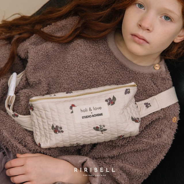 【STUDIO BOHEME】KIDS BANANA WAISTBAG - ECRU / BLACKBERRIES