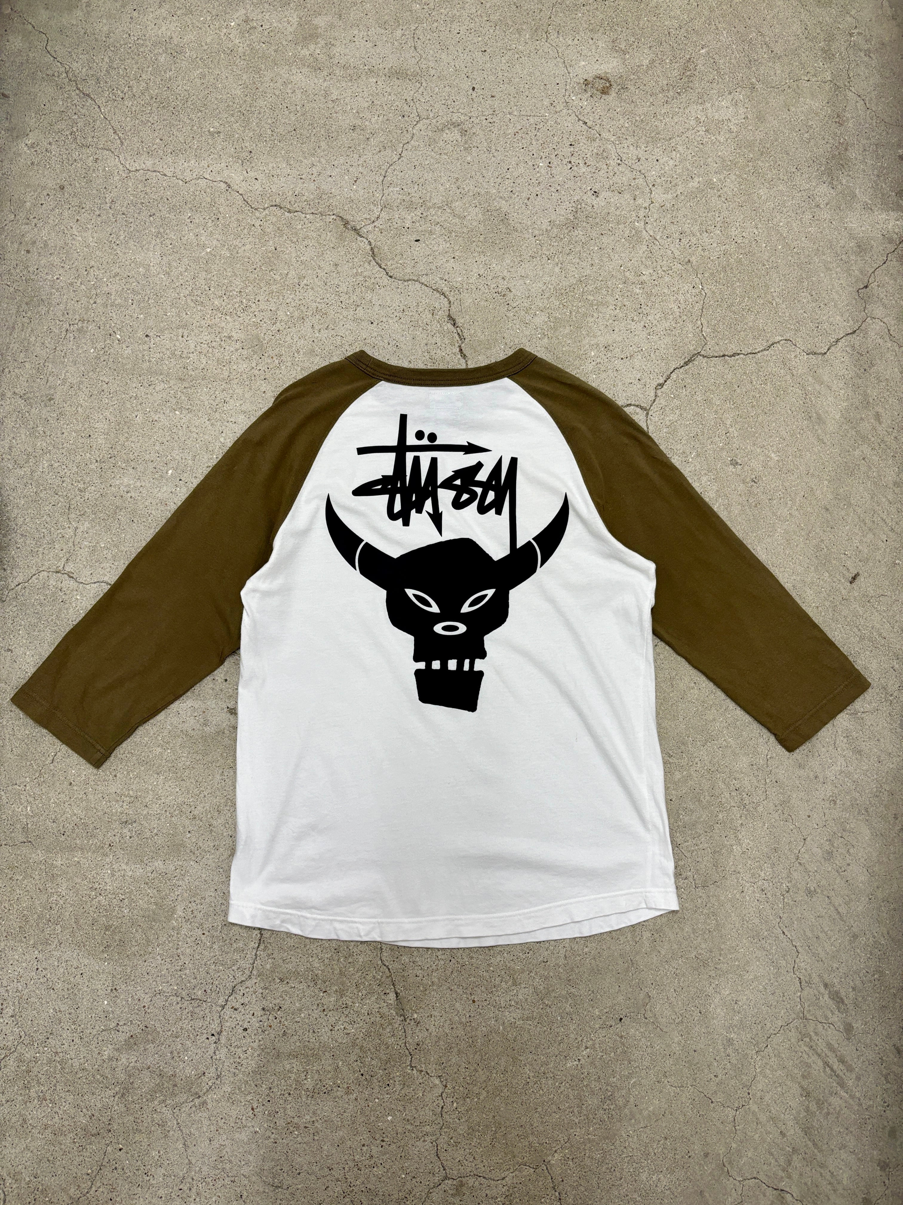 STUSSY × FUTURA/Skull print Raglan Tee/S/スカルプリントラグランT/7