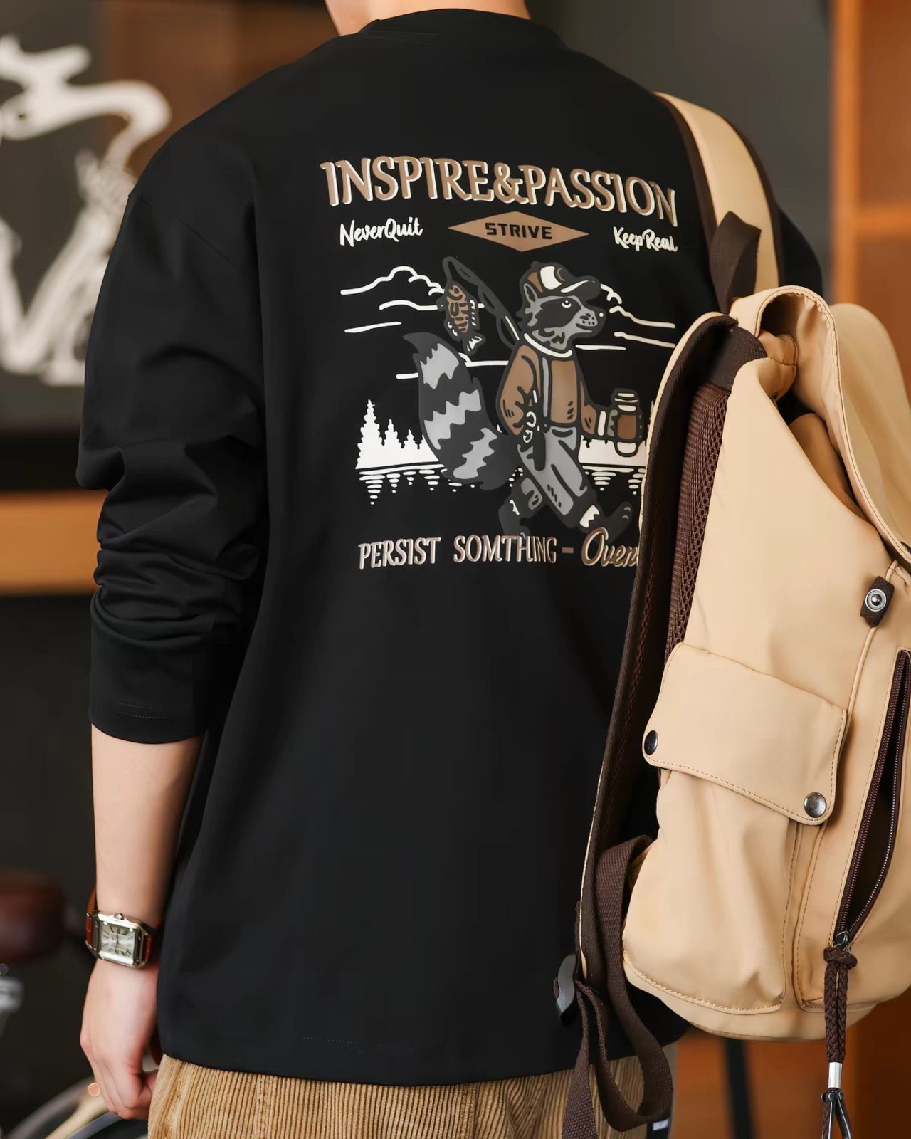 バックアートプリントロングスリーブTシャツ / K0594