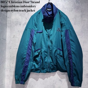 80's"Christian Dior"brand logo emblem embroidery design nylon track jacket