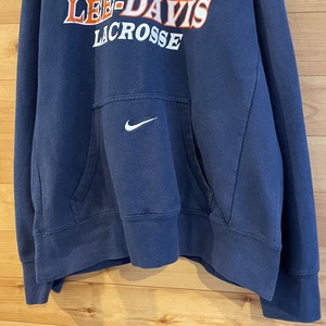 【NIKE】高校 プリント スウェット lee-davis high school lacrosse ラクロス パーカー フーディー ロゴ ナイキ スウッシュ 刺繍ロゴ L US古着