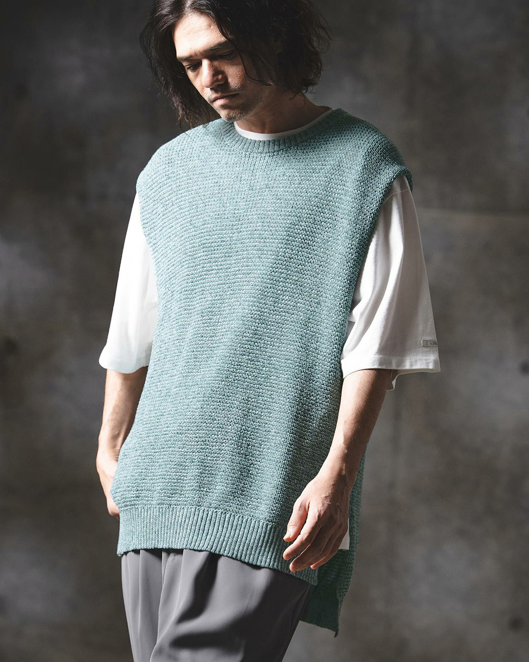 【GLIMCLAP】ニットベスト　(201-012-gls-cg)