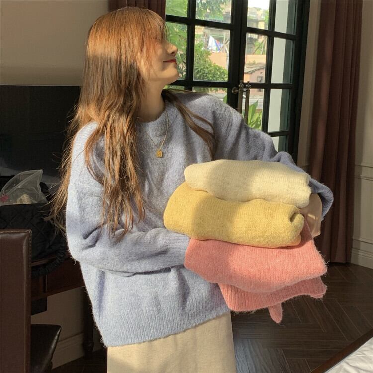 スタイルカラープルオーバー ニット セーター 女性 レディース 可愛い