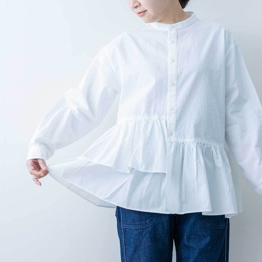 GRANDMAMAMADAUGHTER シャンブレーフリルシャツ GRANDMA MAMA DAUGHTER