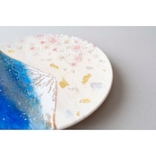 【飾り皿】青富士に桜 Ornamental plate for wall hanging