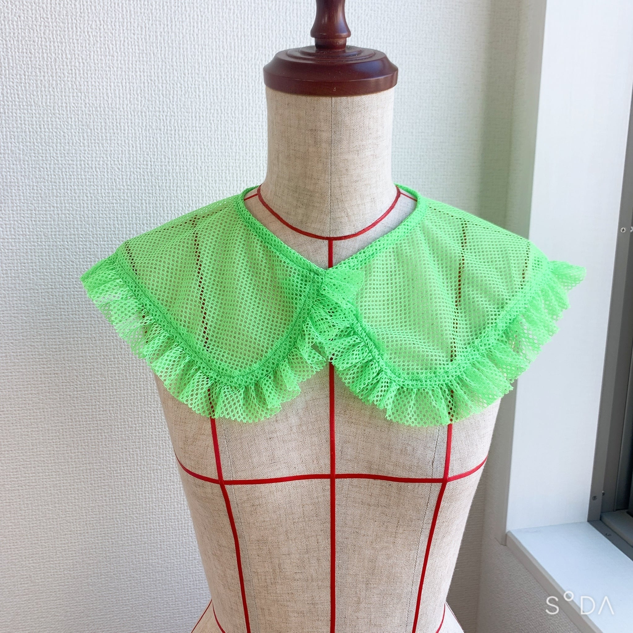 ネオンカラーメッシュつけえり（ラウンド／グリーン） | つけえりSHOP