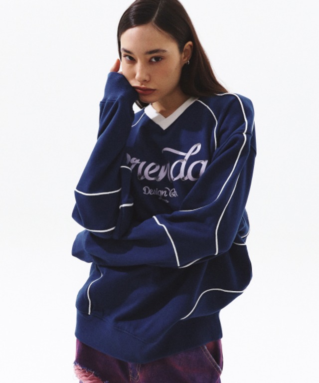 [PRENDA] RIBBON UNIFORM SWEATSHIRT DEEP BLUE