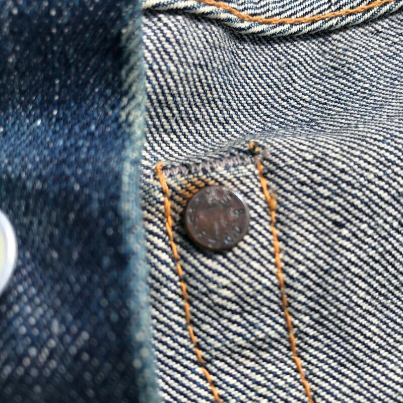 50's LEVI'S 501XX デニム 革パッチ 両面赤タブ 濃紺 オリジナル 刻印2