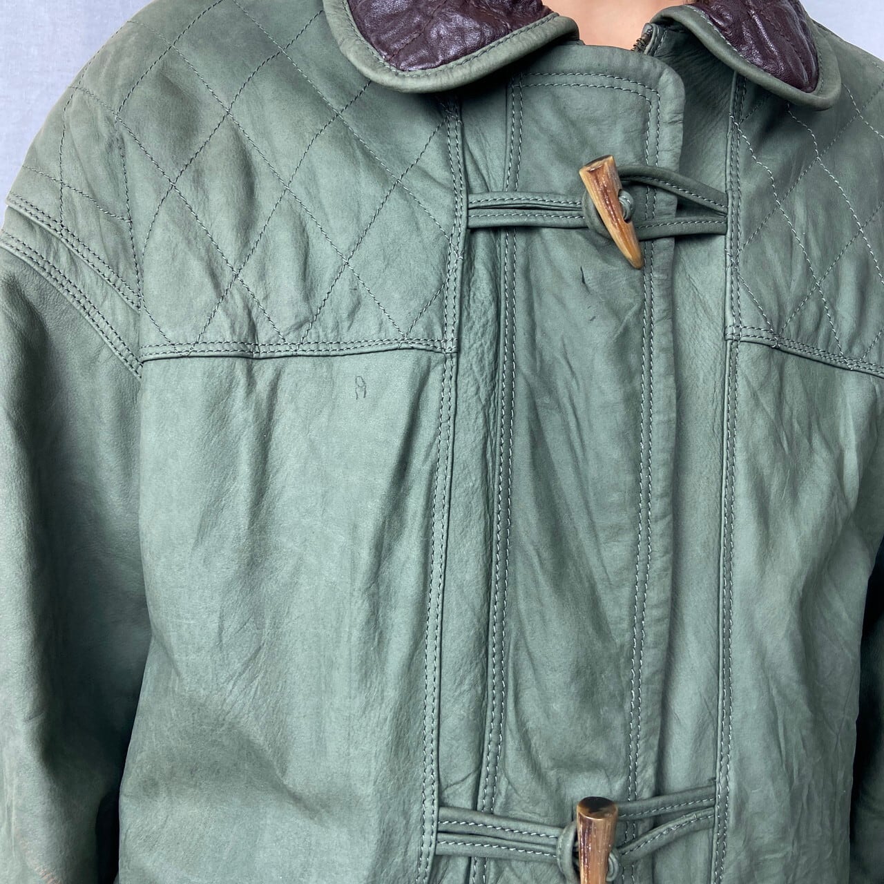 BALLY ヌバック レザーダッフルコート メンズL相当 古着 ハーフコート