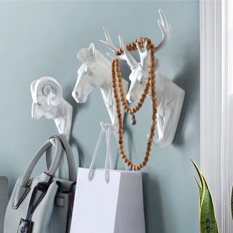 ウォールフック アニマル 壁掛けフック ホワイト 鹿 アニマルモチーフ