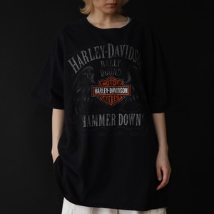 " HARLEY DAVIDSON " over silhouette front & back print design black color Tee