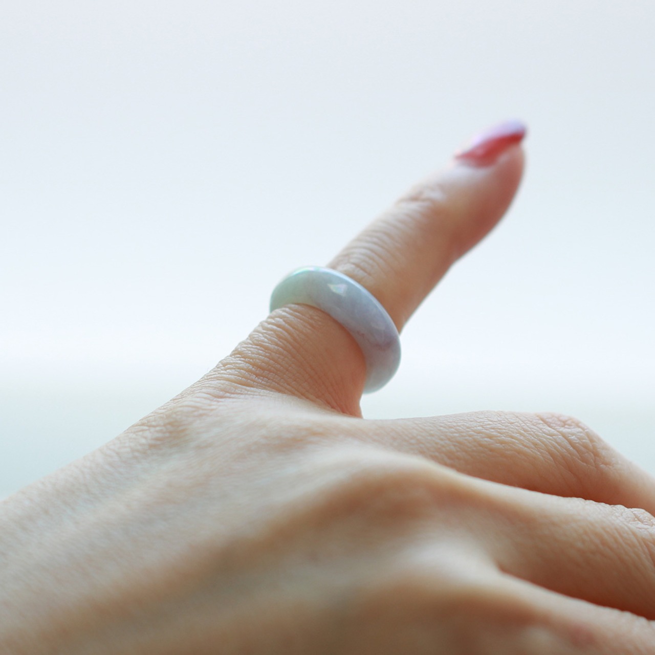 【4号】 レアカラー！ lavender  翡翠くり抜き甲丸リング A貨翡翠 jd_rg2518