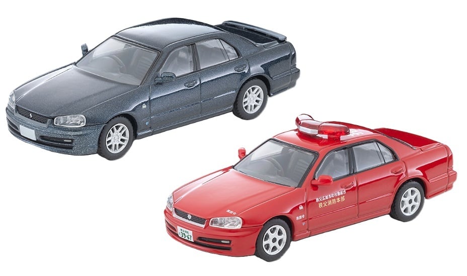 トミカリミテッドヴィンテージ LV-N363a 日産 スカイライン 4ドアスポーツセダン GT 消防指令車(秩父消防本部) & LV-N170c 日産 スカイライン 4ドアスポーツセダン 25GT‐X(紺)2台セット
