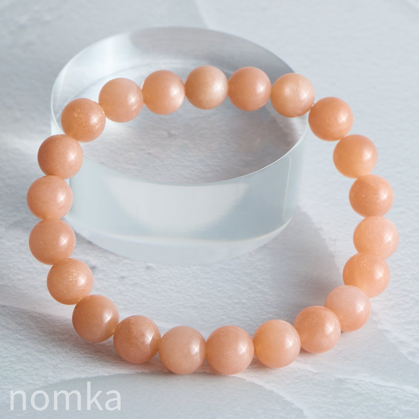 ピーチカラームーンストーン【8mm/スリランカ産】一連ブレスレット nbra-0104-2