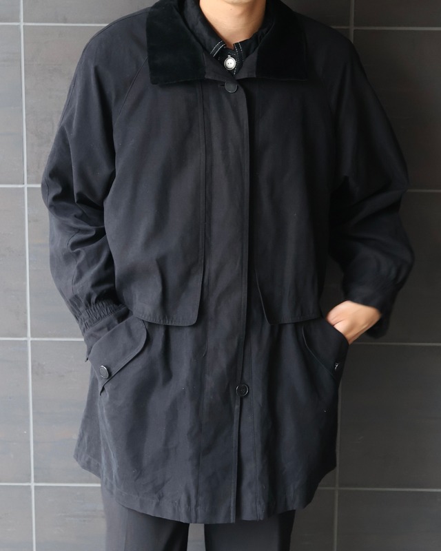 Velvet collar mid-length blouson