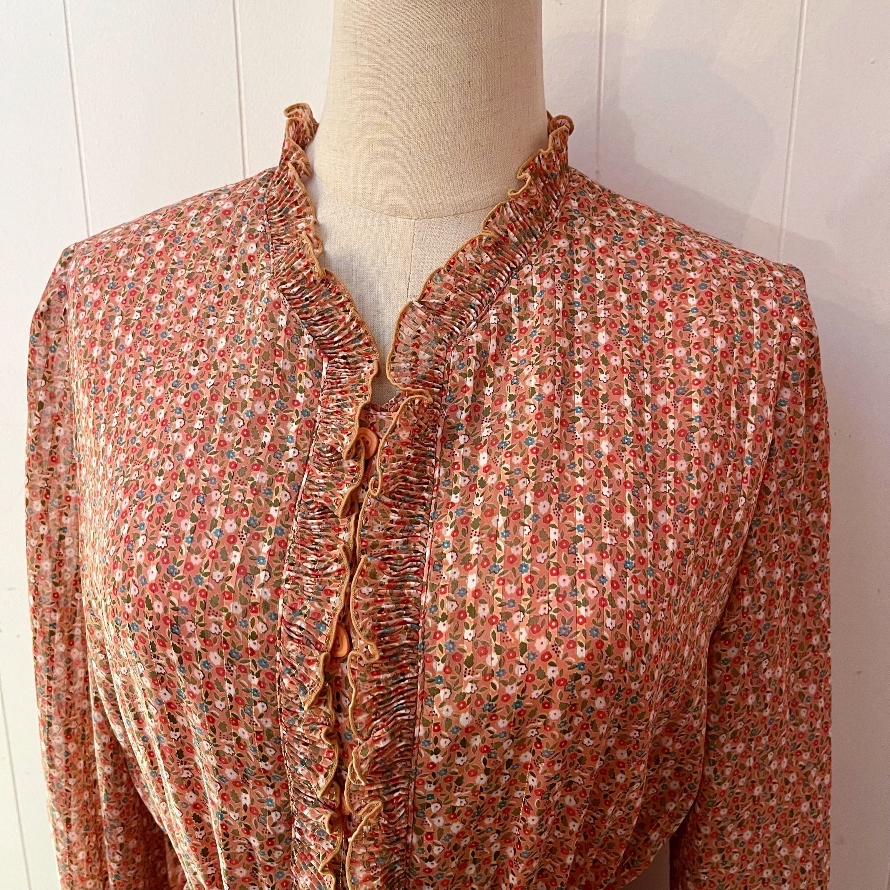 orange mini flower pleats one-piece