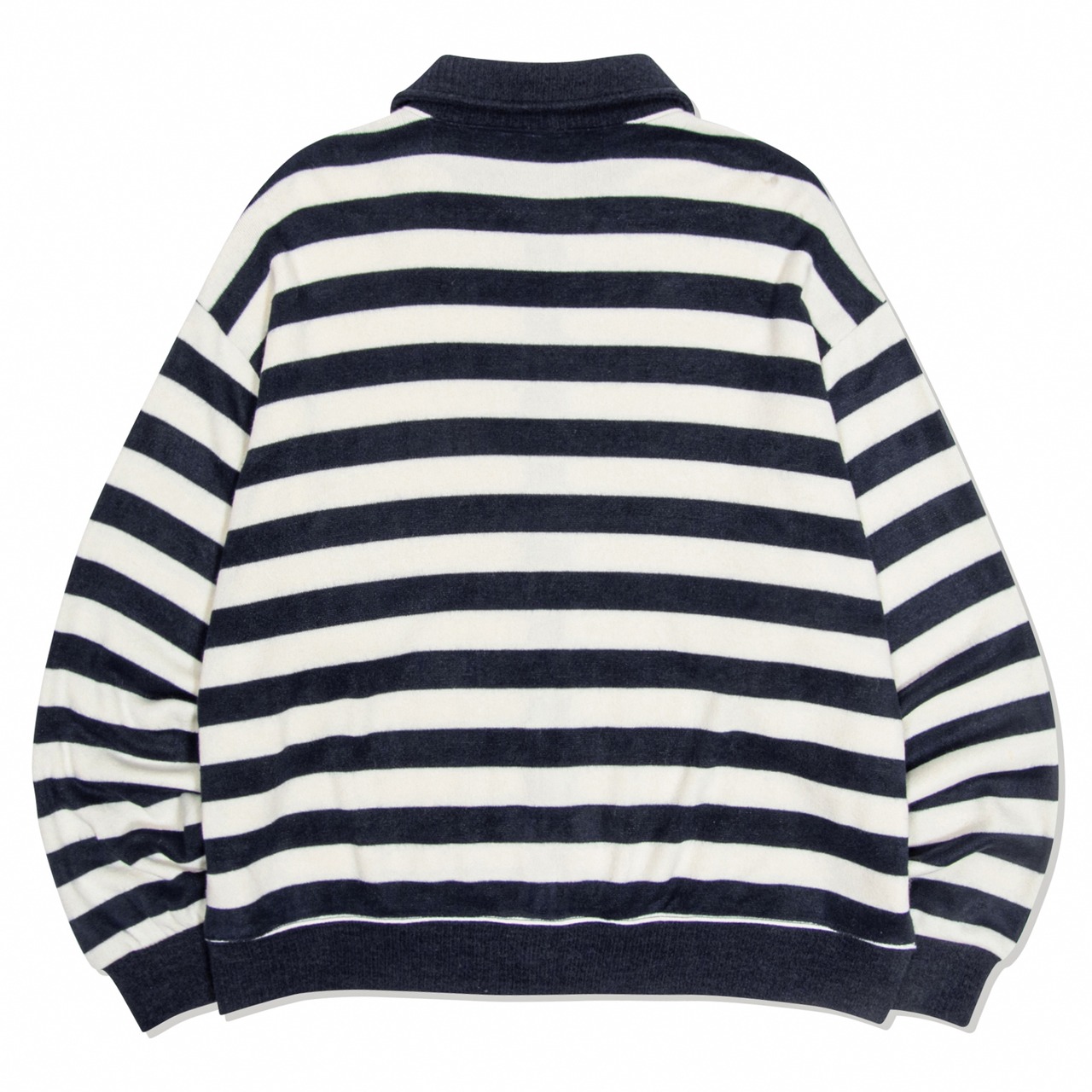 STRIPE KNIT BLOUSON_NAVY