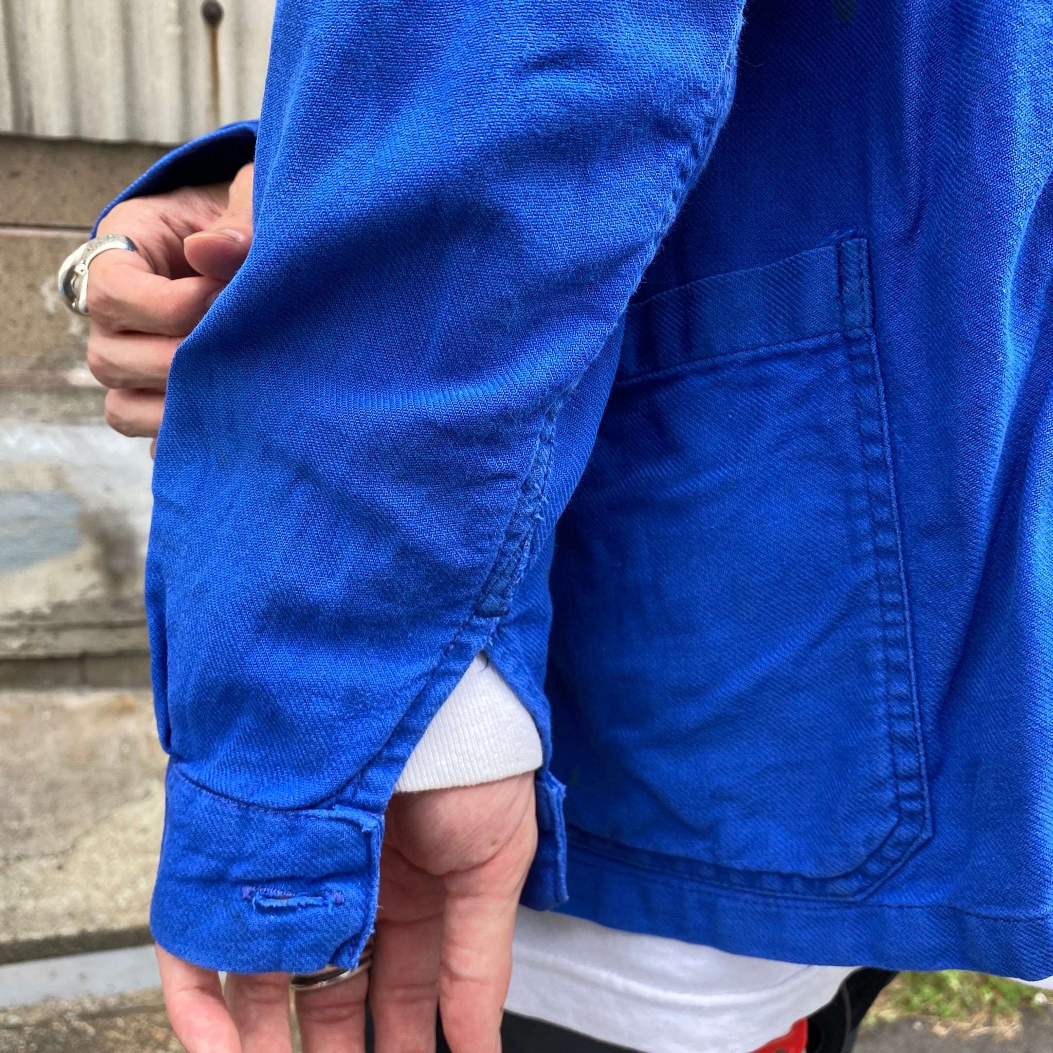 ユーロワーク フレンチワークジャケット カバーオール ブルー 青色