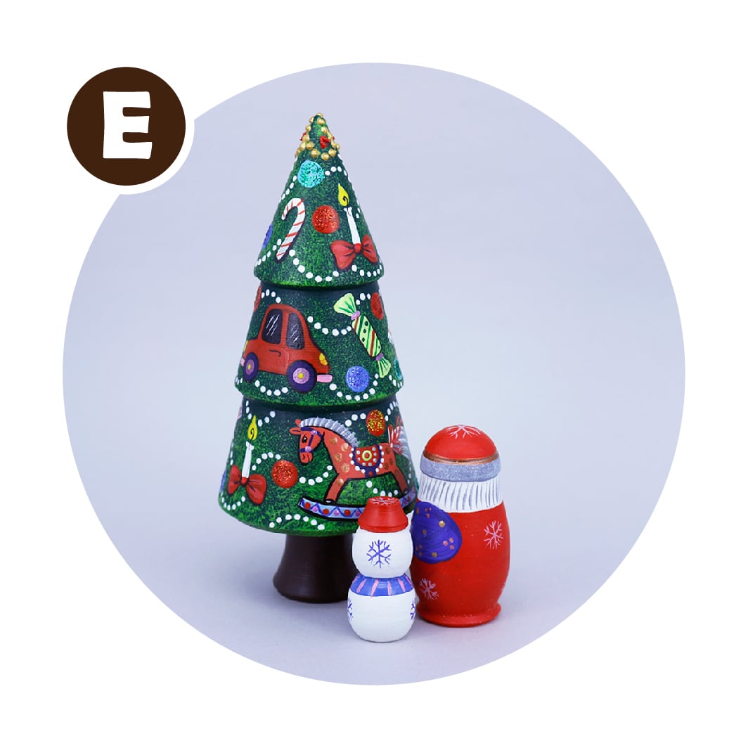 ガリーナ工房 クリスマスツリー マトリョーシカ 3個型 | GINZA HAKKO