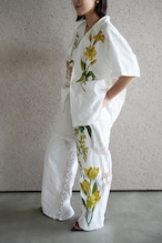 lace open collar shirt yellow lily