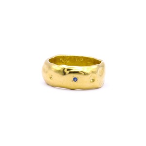 "wave series" basic L ring with color stone - gold