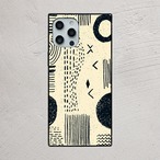 受注生産 iPhoneケース 白黒の円と線のミニマル護符｜幾何学シンボル TALM075C