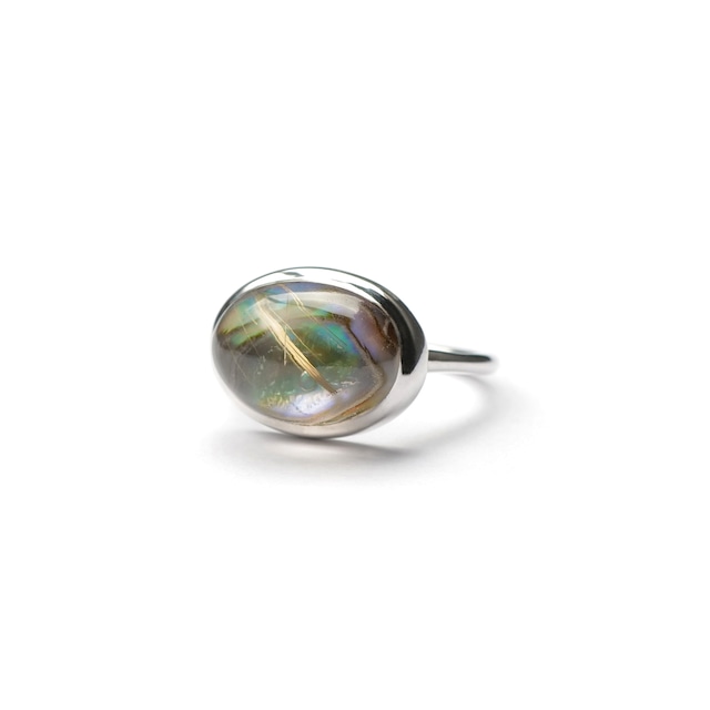 S925 OVAL DOUBLET STONE RING SILVER -AVALON SHELL-