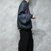 argyle switching design silk blouson