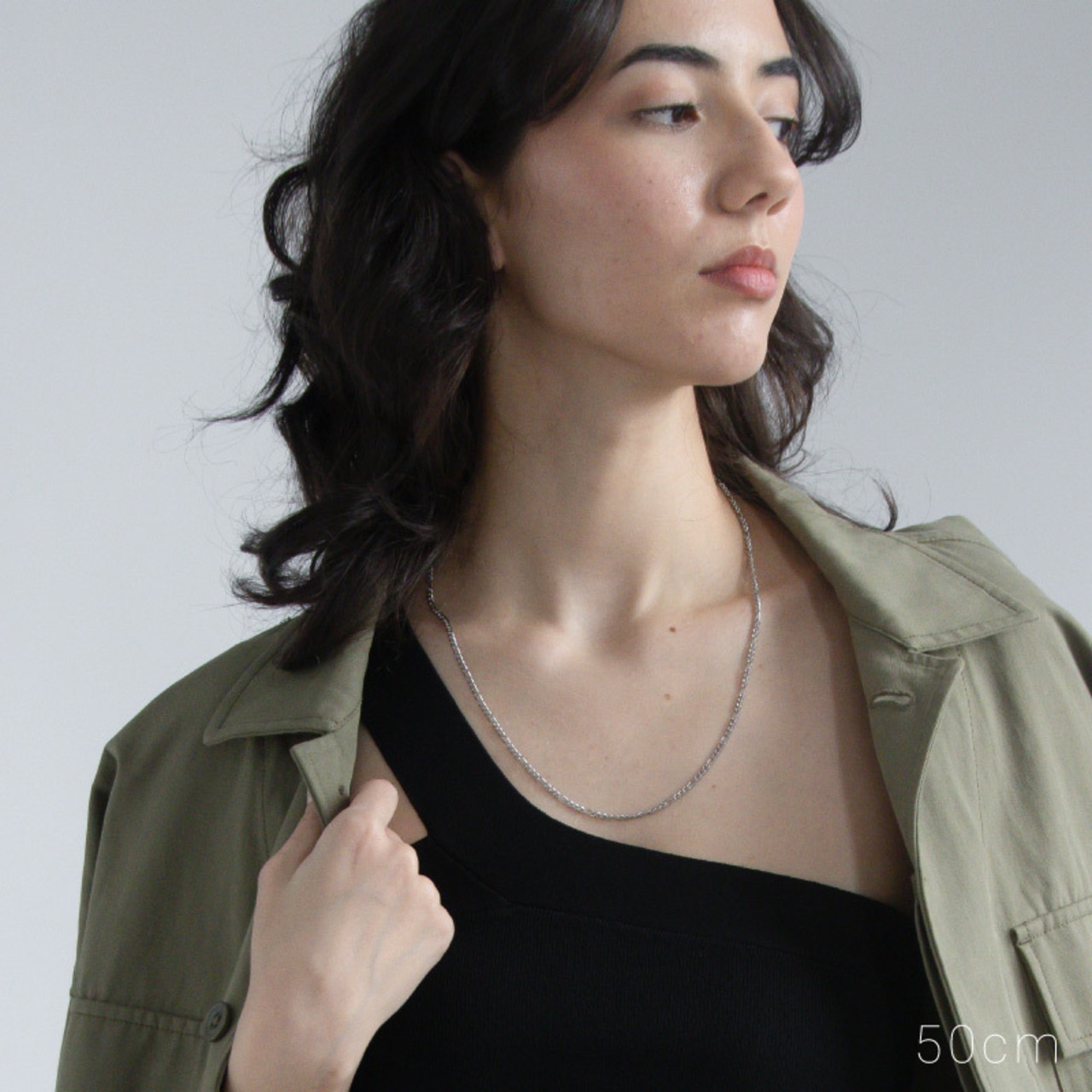 【ネコポス便】金属アレルギー対応の選べる長さとカラー！フィガロチェーンネックレス 2407