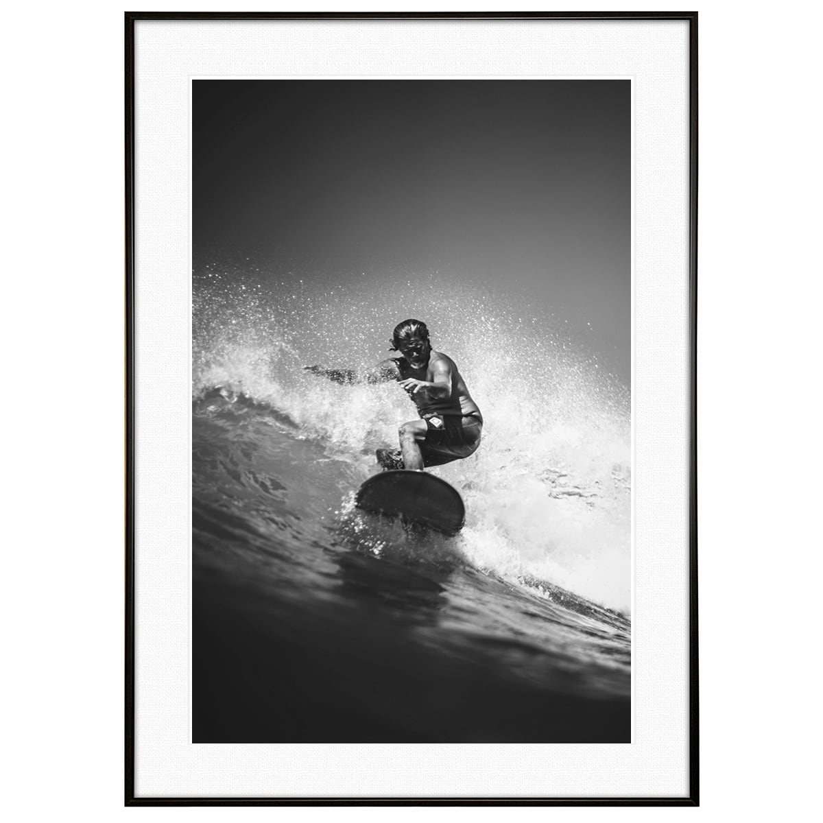 夏写真 サーフィン インテリア モノクロアートポスター額装 AS1980
