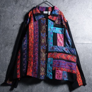 “CHICO’S” Multicolored Various Embroidered & See-through Patchwork Jacket