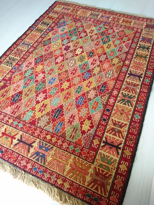 Sumak Persian Kilim 143x106cm Colourful "WA-GARA" Style  ペルシャ絨毯