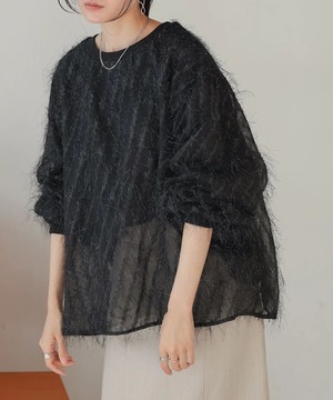 sheer shaggy layered sweat top select by Bab【5431052】