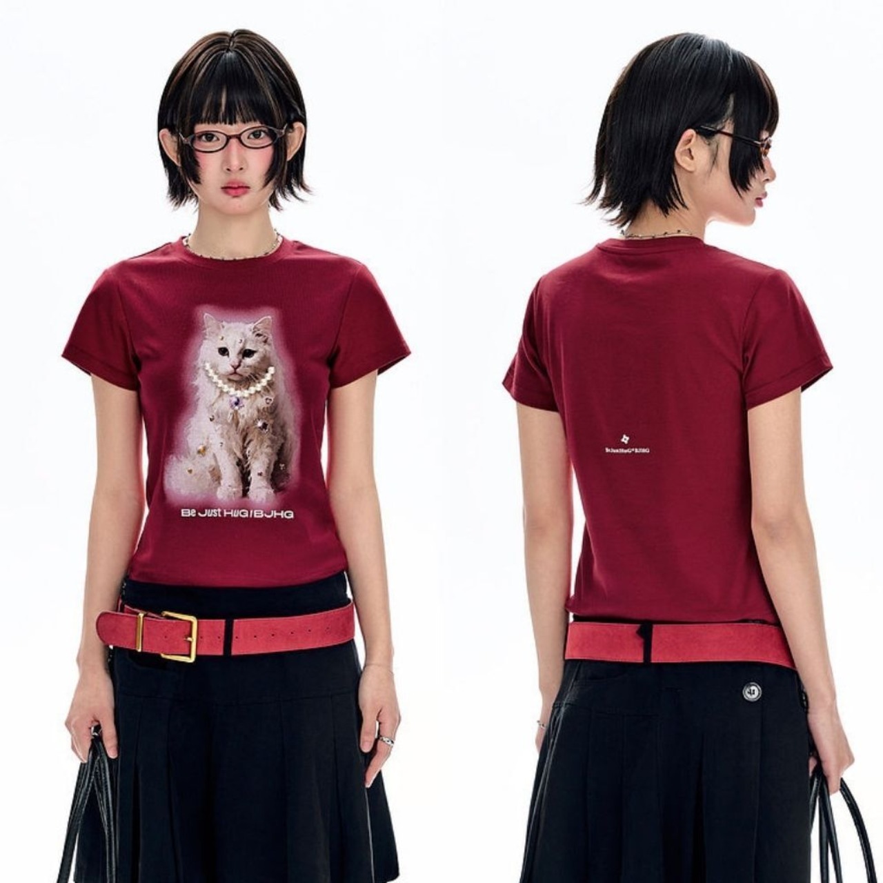 猫に真珠Tシャツ  E00671