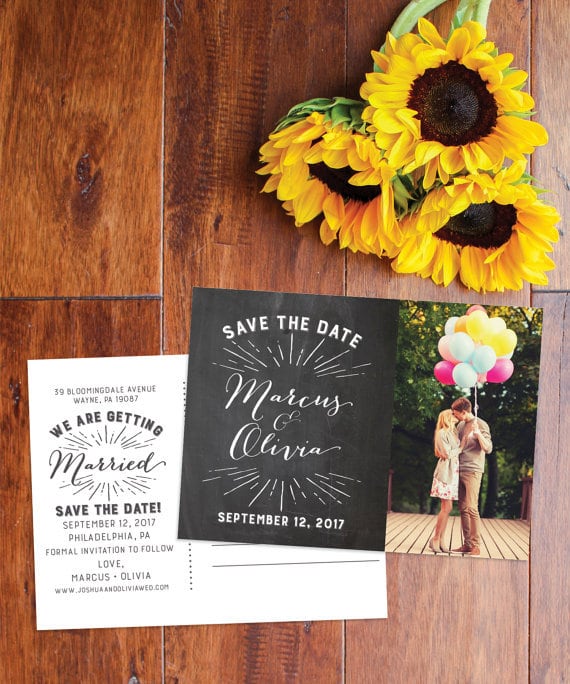 【チョークボード】オーダーメイド♥︎海外風セーブザデートカード│SAVE THE DATE CARD ポストカード 結婚式 婚約 ウェディング