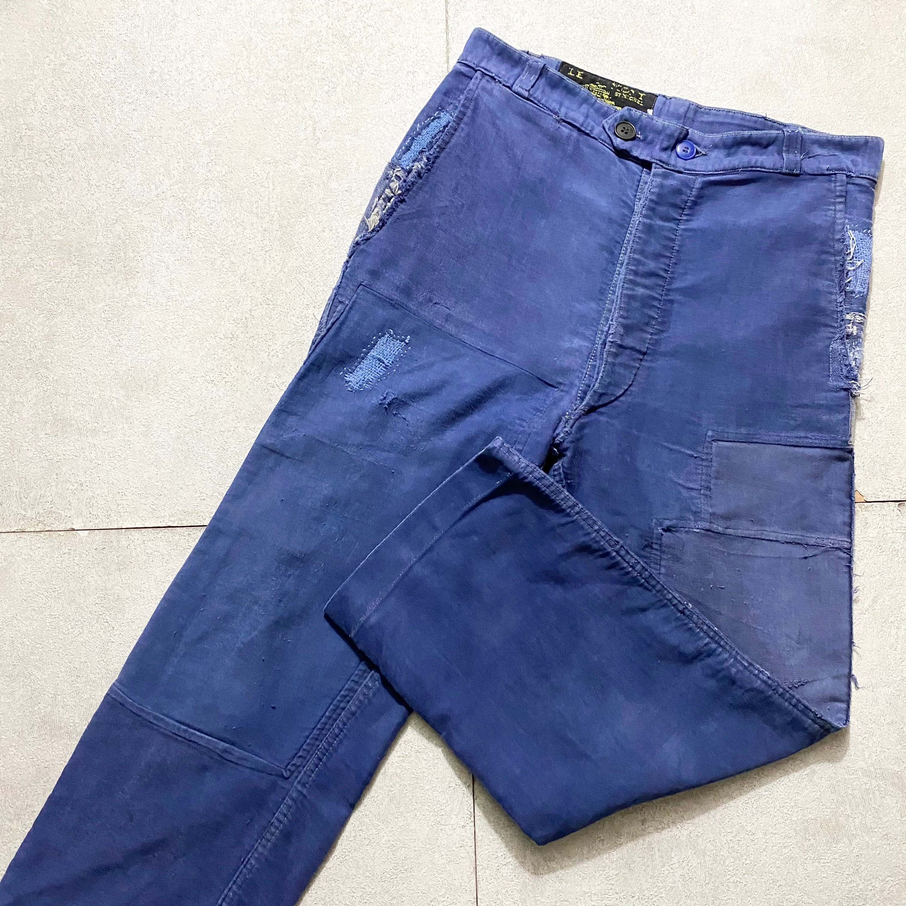 vintage 1940's french LE MONT SAINT MICHEL blue moleskin pants | NOIR ONLINE