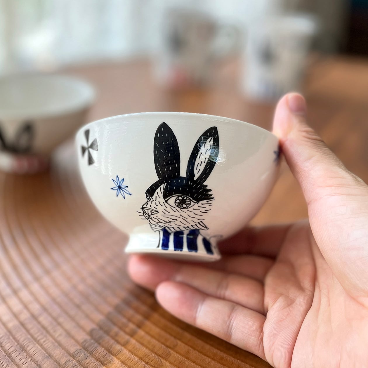 九谷焼 新品 4.7号鉢 染付間取吉田屋風花鳥 小鉢 5枚