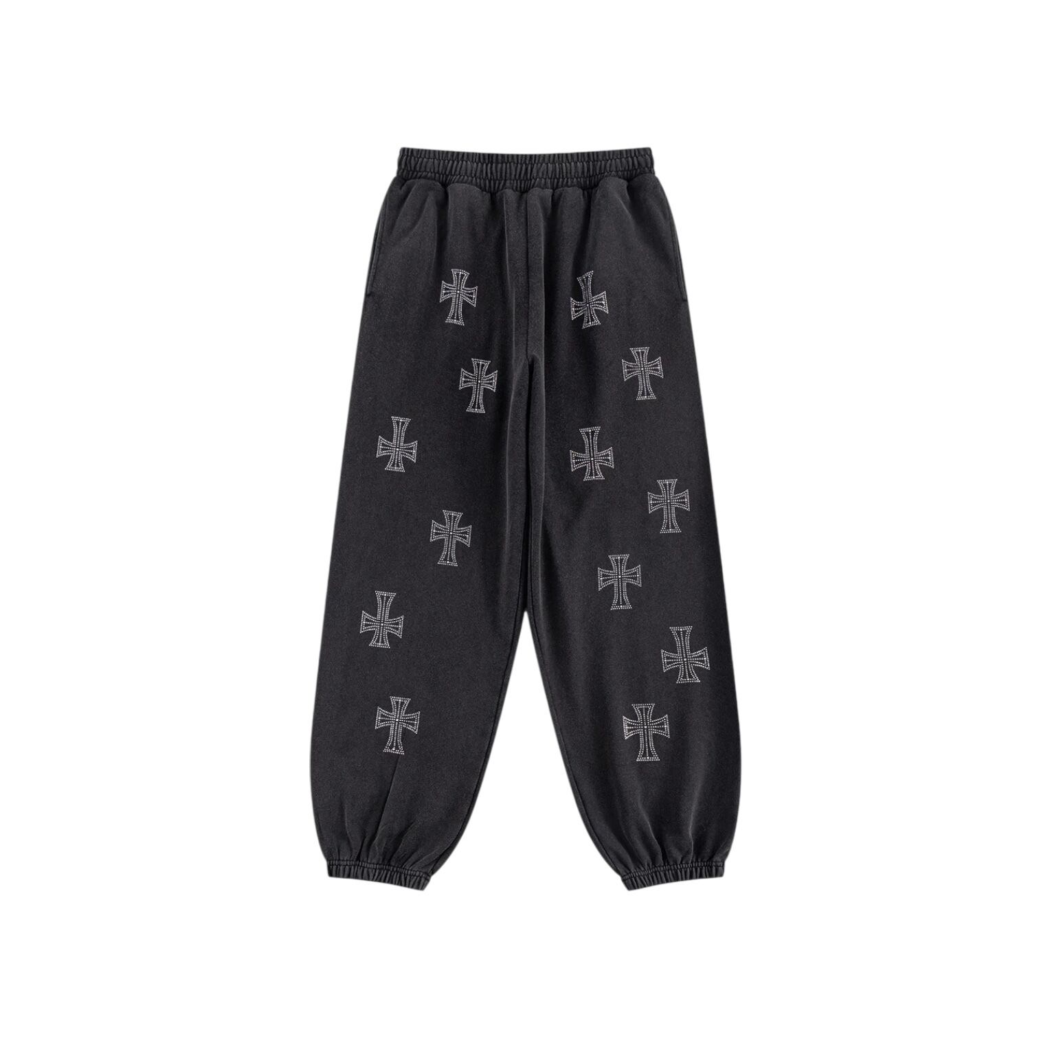 【UNKNOWN LONDON】Outline Cross Rhinestone Sweat Pants【アンノウンロンドン】