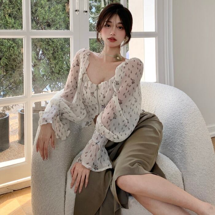 スプリングサマースタイルシフォンロングシャツ スカート 春物 夏物 ドラファッションホール73720207028