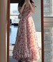 ラッフルフラワーパフスリーブマキシワンピ ・78501