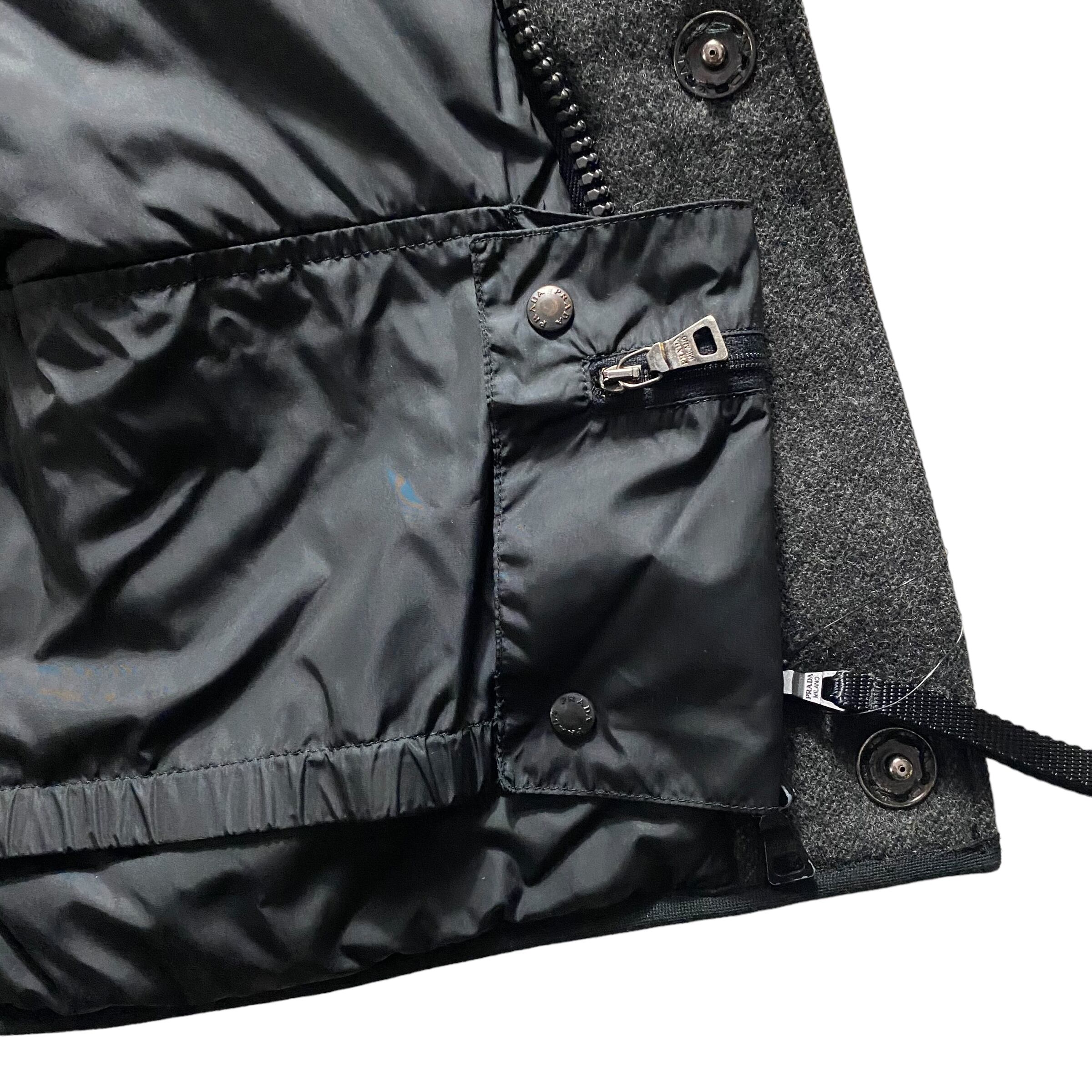 PRADA SPORT nylon switching wool blouson | NOIR ONLINE