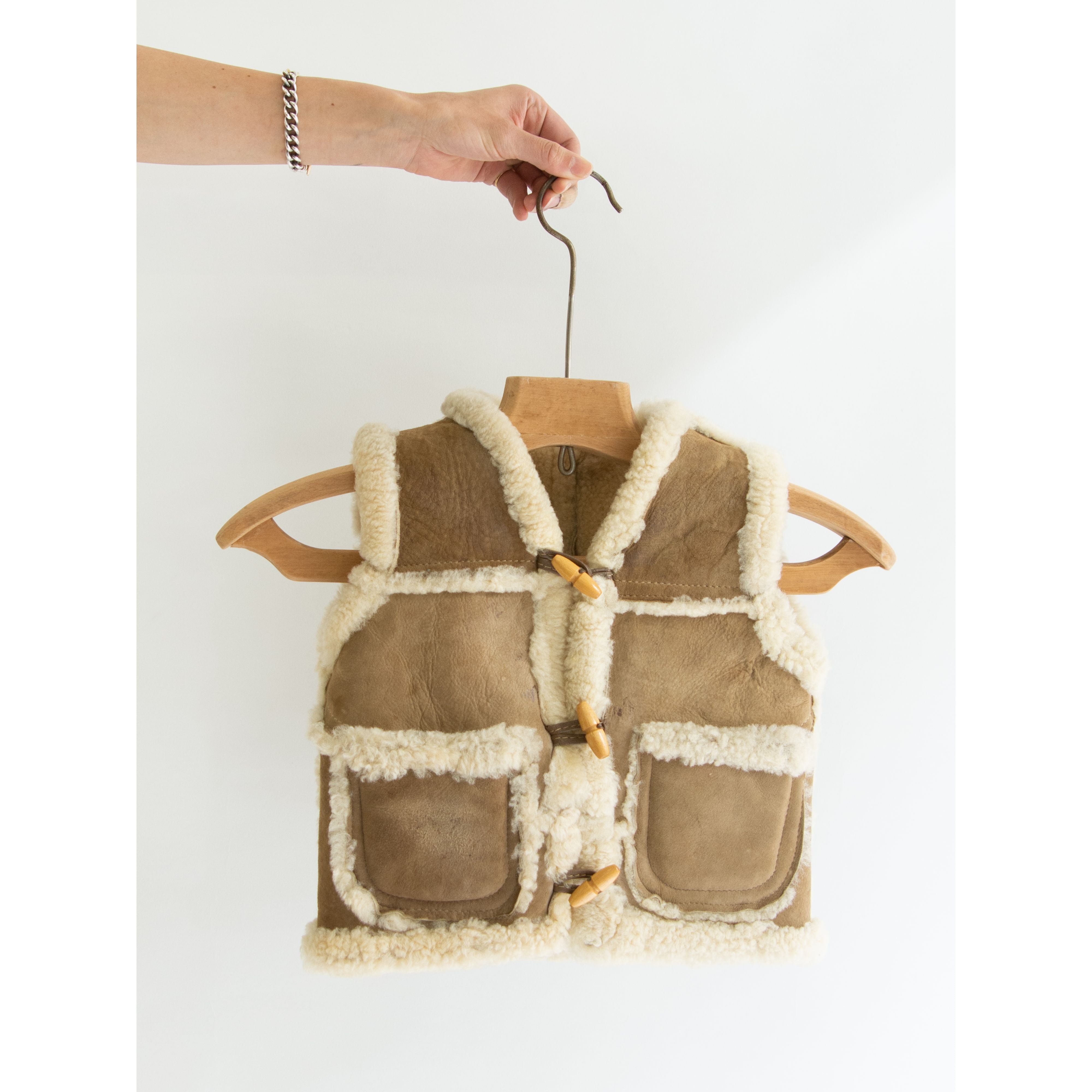 【Made in New Zealand】Mouton shearling vest kids M（ニュージーランド製 キッズムートンベスト Mサイズ）10d